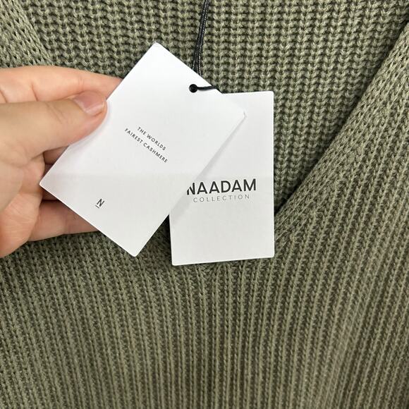 Naadam Army Cotton Cashmere Tunic Dress L Quiet Lux Minimalist Modern Vintage - Picture 10 of 10
